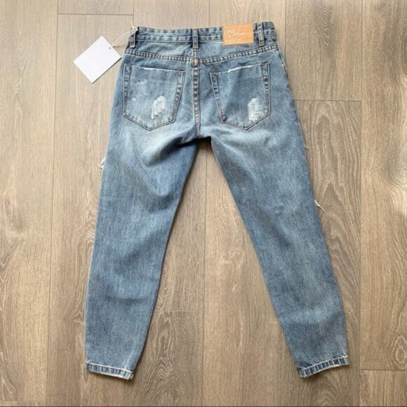 Free People One Teaspoon Freebirds Skinny Straight Jeans Distressed Low Rise - Picture 15 of 16